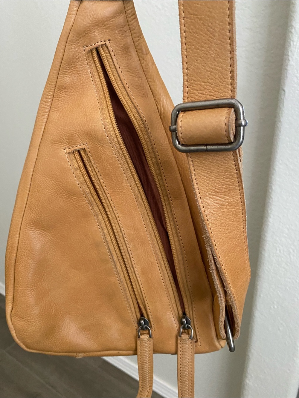 latico Tan Leather Crossbody Bag with Brown Interior